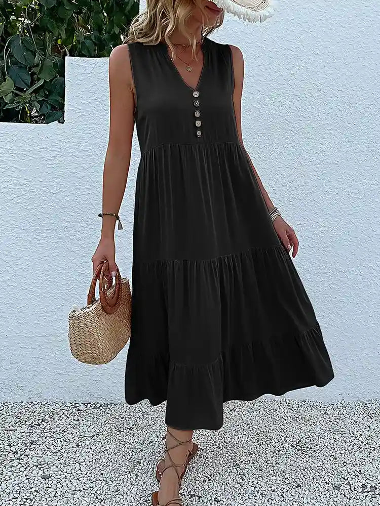 Vestido Midi Elegante Romênia Feminino - Essenza