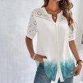 Blusa Social Feminina com Bordado Vazado e Estampa Floral - Essenza
