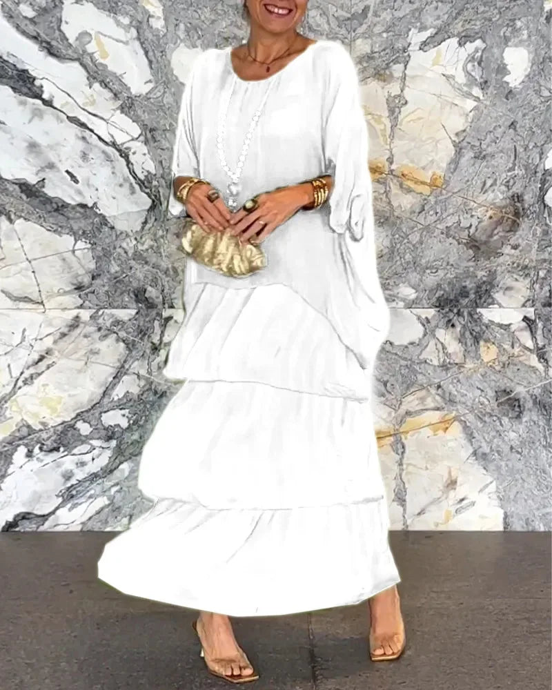 Vestido Longo com Bordas Delicadas - Essenza