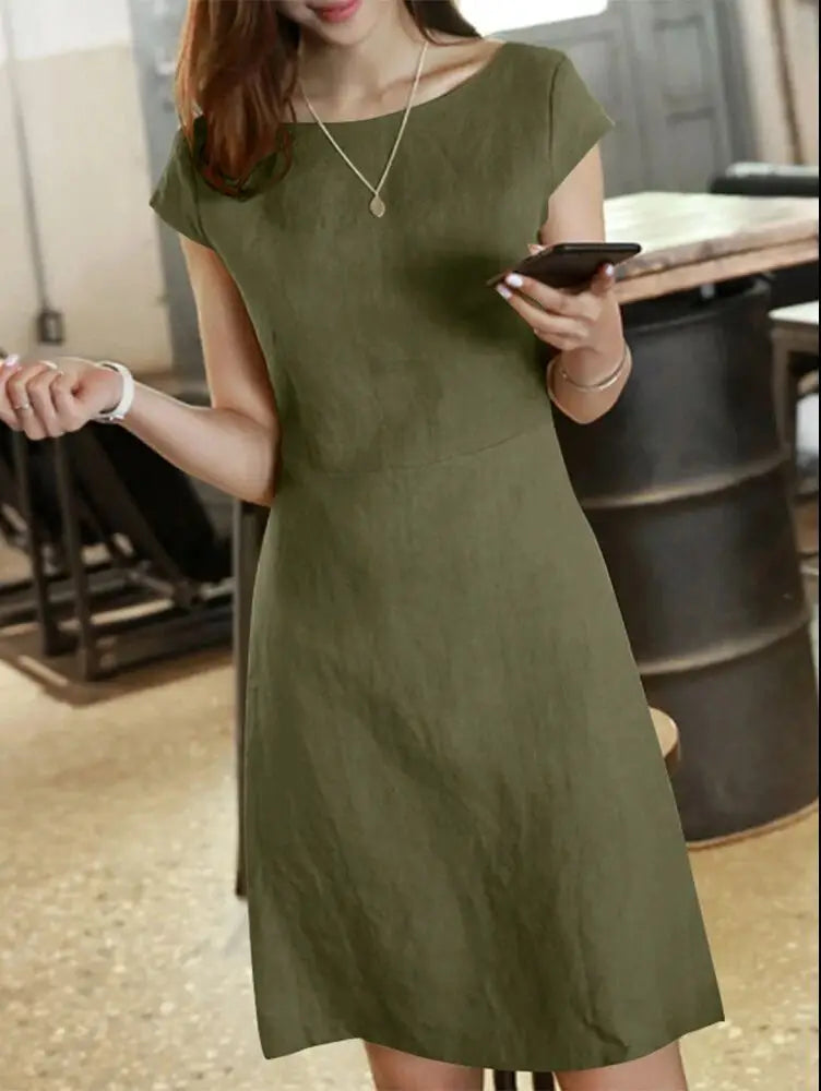 Vestido Curto de Linho Elegante Marina - Essenza