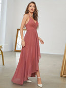 Vestido Longo Casual Feminino com Decote Transpassado e Saia Assimétrica - Essenza