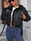 Jaqueta Feminina de Couro com Forro Peluciado  - Essenza