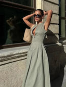 Vestido Longo Elegante Feminino Sem Mangas - Essenza