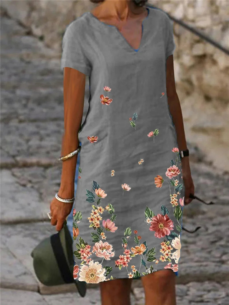 Vestido Casual Feminino Floral Algodão - Conforto e Estilo para o Dia a Dia - Essenza