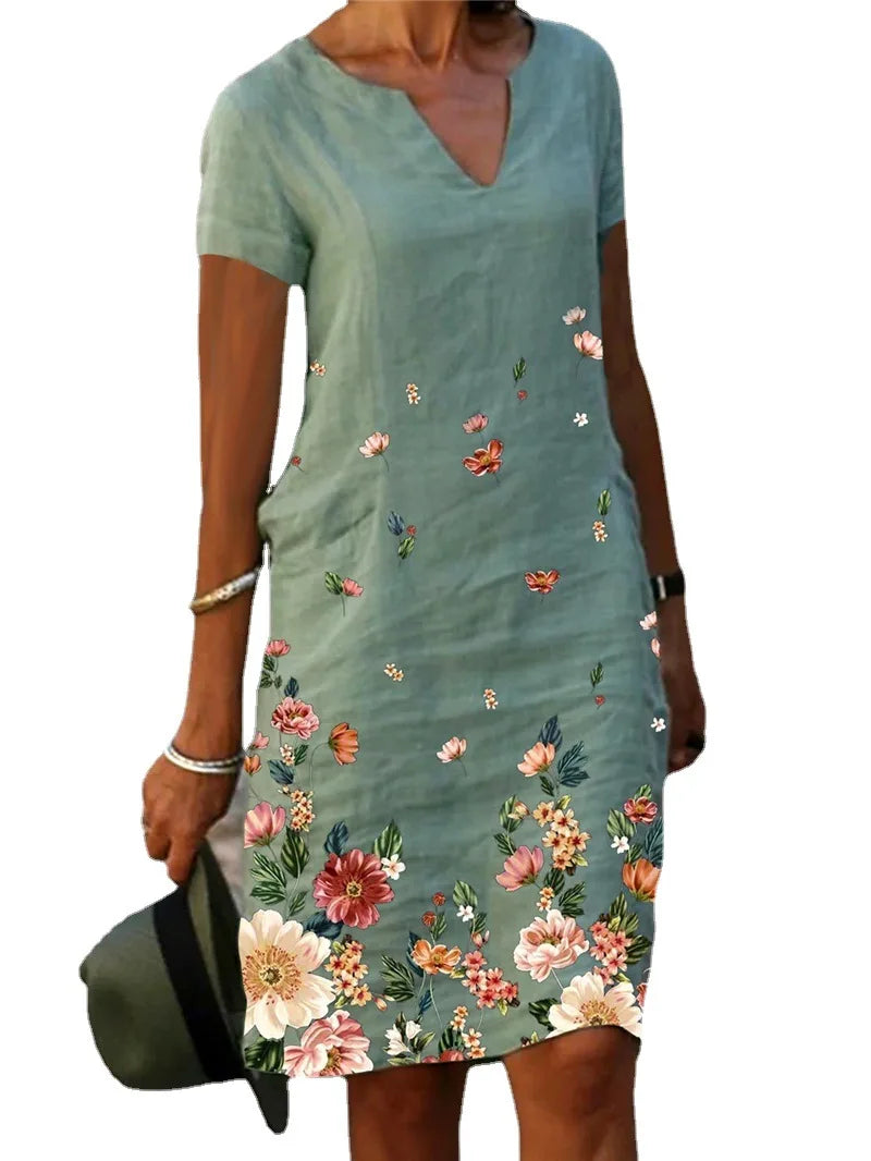 Vestido Casual Feminino Floral Algodão - Conforto e Estilo para o Dia a Dia - Essenza