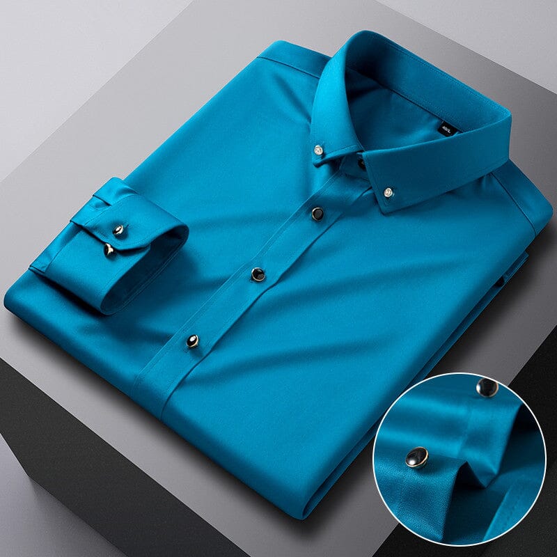 Camisa Social Slim Masculina em Seda Gelo - Offertaza