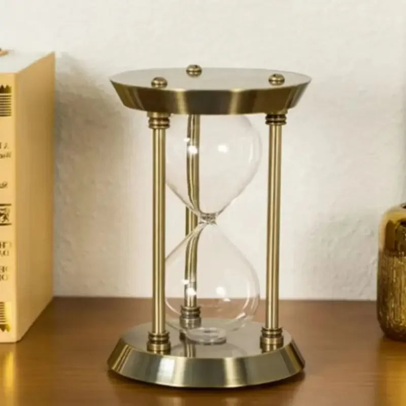 Ampulheta Retrô Europeia em Metal para Decoração de Escritório Offertaza