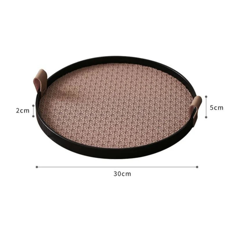 Bandeja Redonda Decorativa com Alça para Sala e Banheiro Offertaza