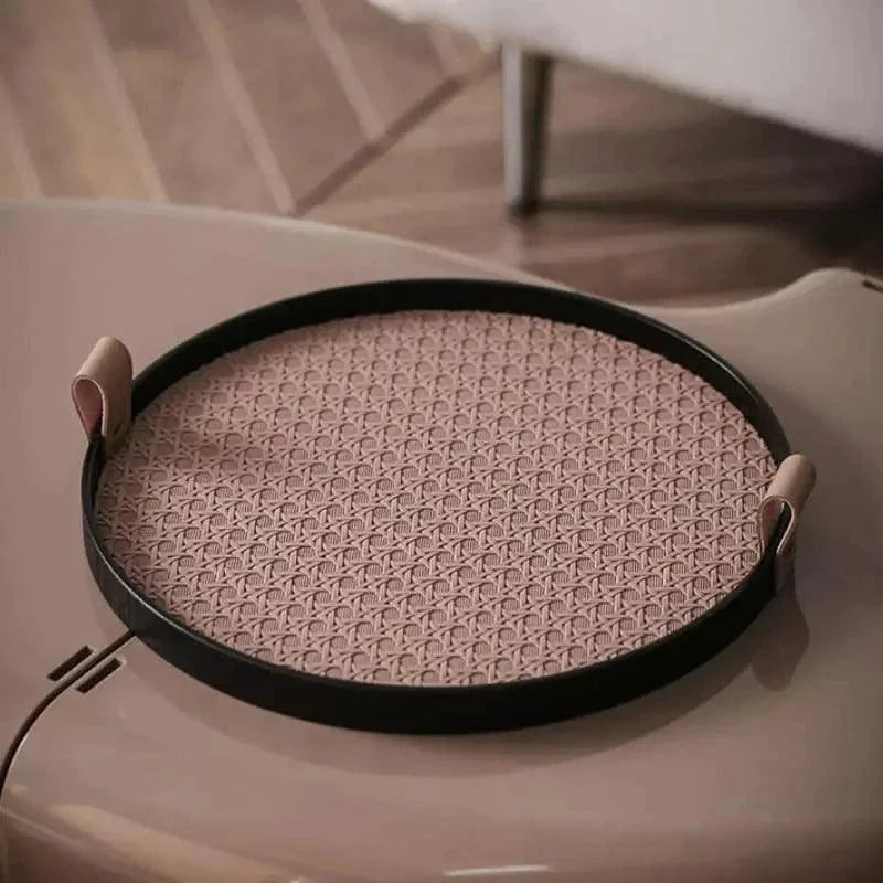 Bandeja Redonda Decorativa com Alça para Sala e Banheiro Offertaza