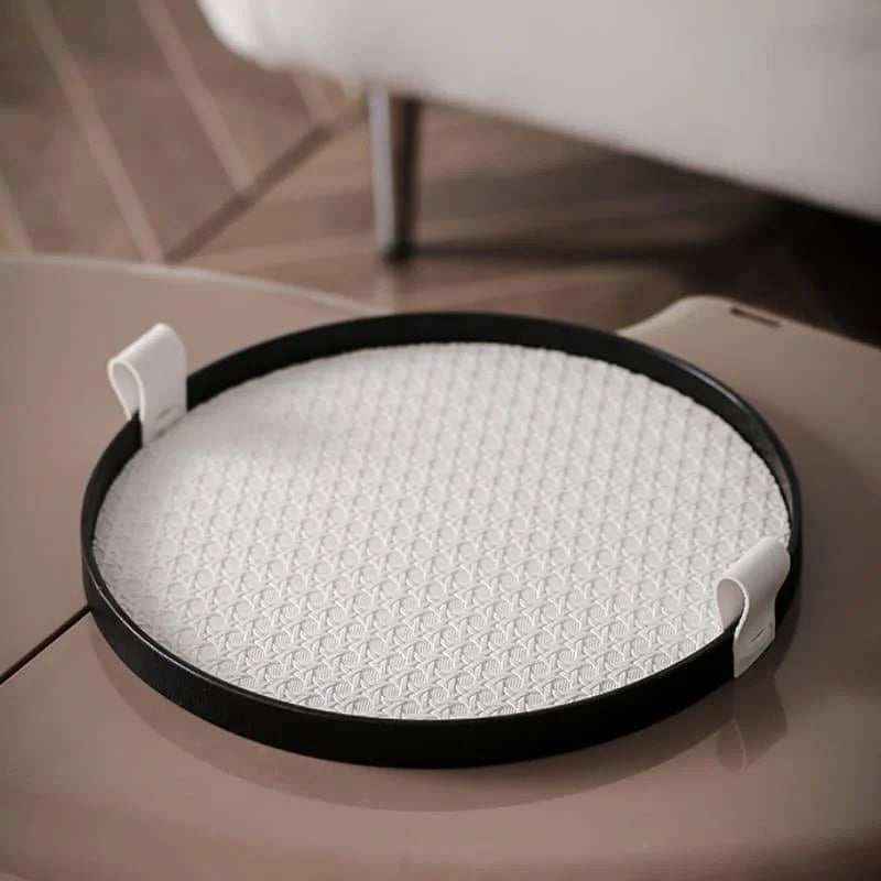 Bandeja Redonda Decorativa com Alça para Sala e Banheiro Offertaza