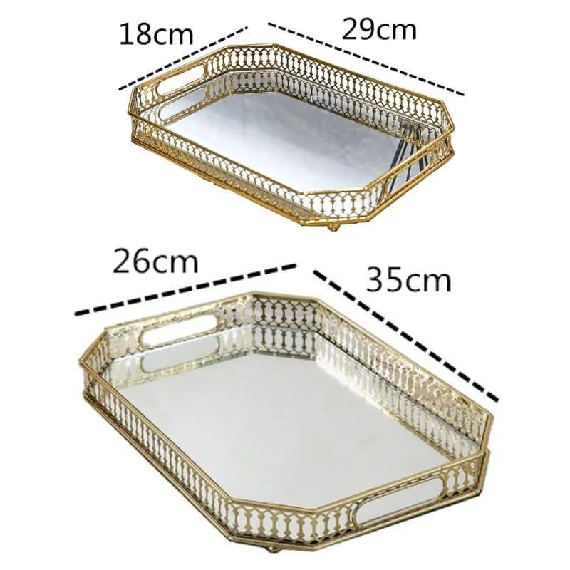 Bandeja Decorativa Retangular com Espelho para Banheiro e Sala Offertaza