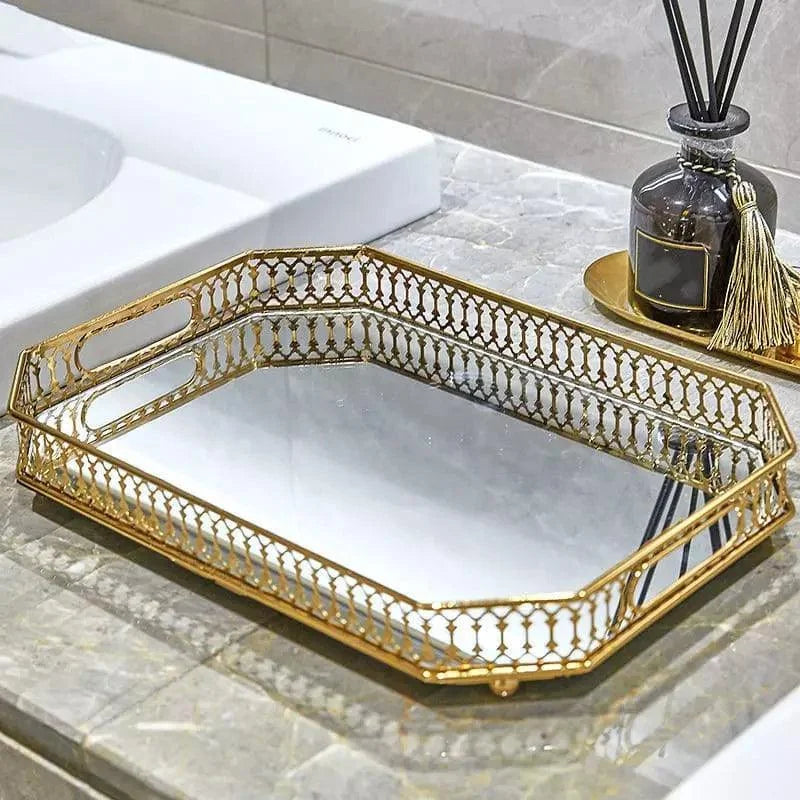 Bandeja Decorativa Retangular com Espelho para Banheiro e Sala Offertaza
