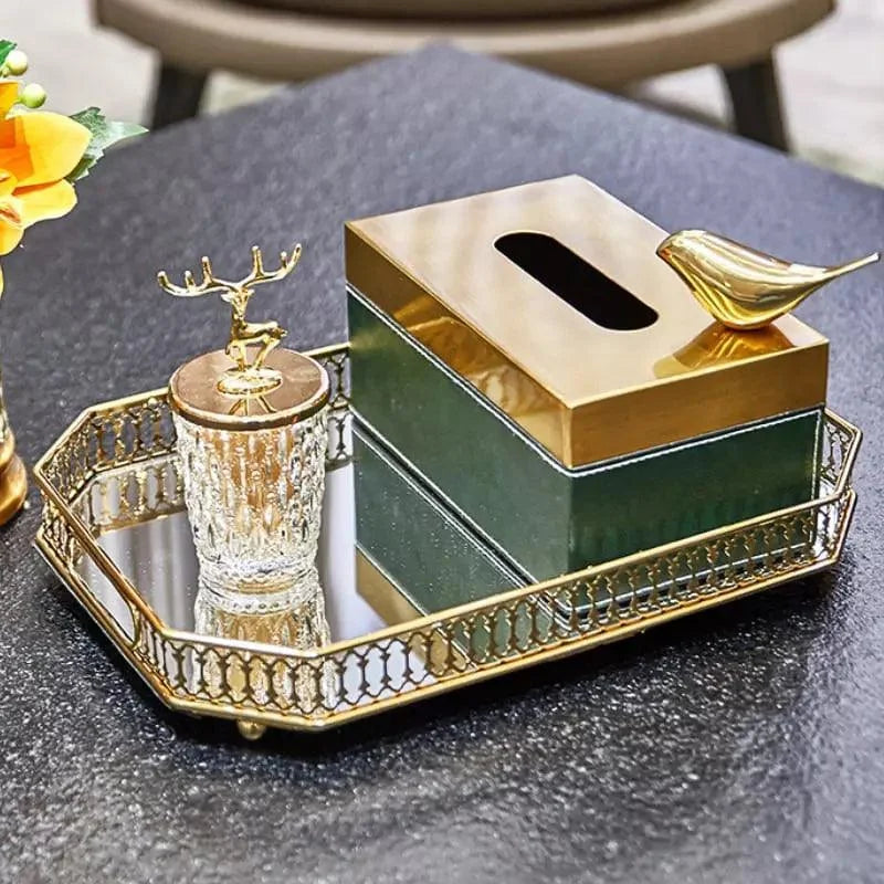 Bandeja Decorativa Retangular com Espelho para Banheiro e Sala Offertaza