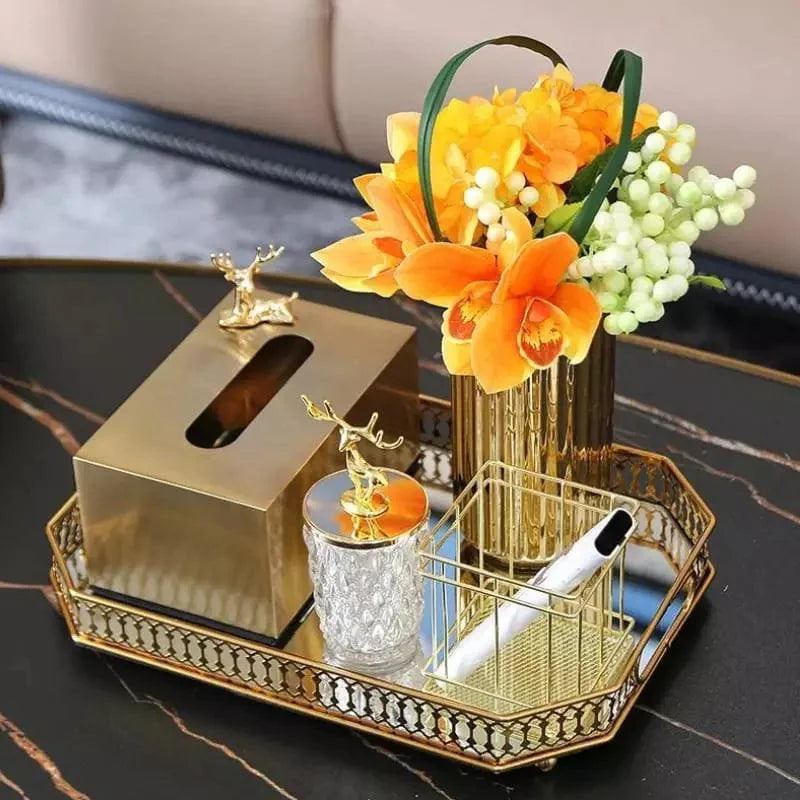 Bandeja Decorativa Retangular com Espelho para Banheiro e Sala Offertaza