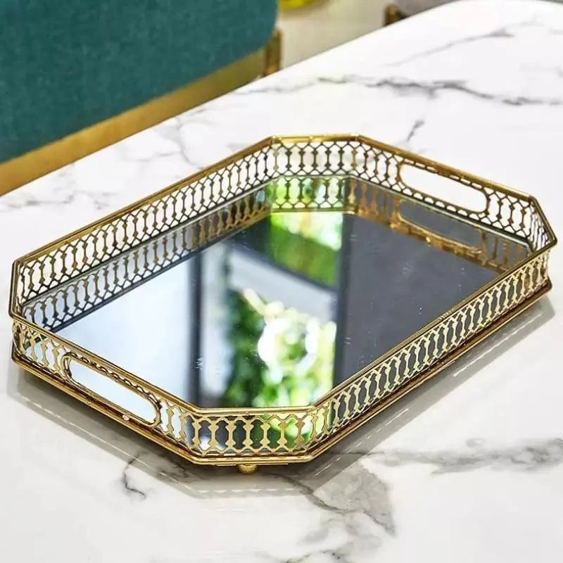 Bandeja Decorativa Retangular com Espelho para Banheiro e Sala Offertaza