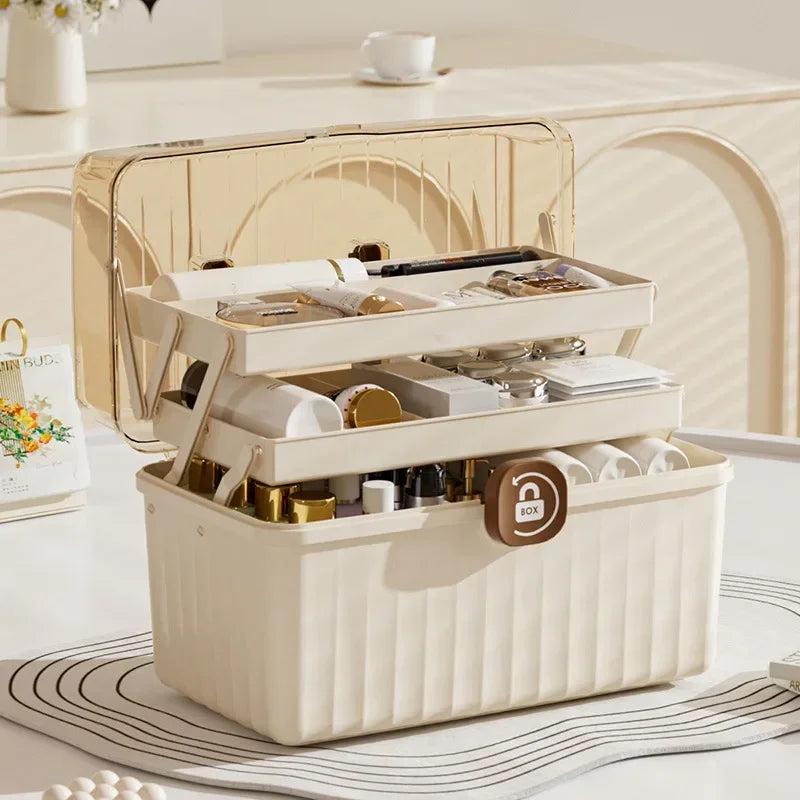 Caixa Organizadora de Maquiagem com Alça e Divisórias Offertaza