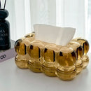 Caixa Organizadora para Lenços Dourada para Sala e Banheiro Offertaza