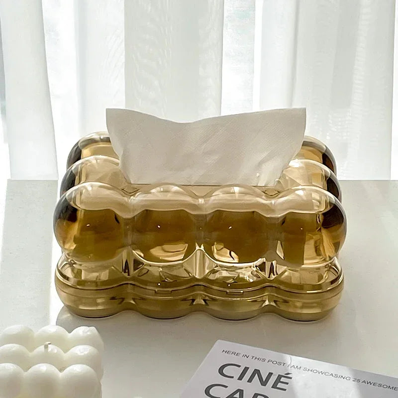 Caixa Organizadora para Lenços Dourada para Sala e Banheiro Offertaza