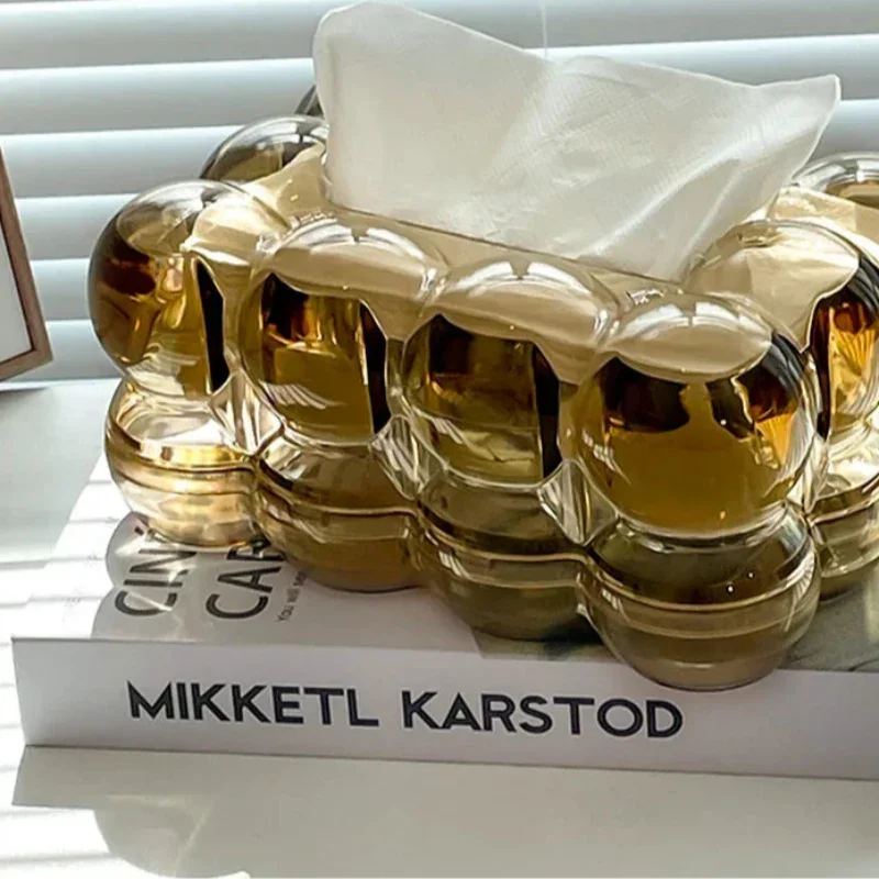 Caixa Organizadora para Lenços Dourada para Sala e Banheiro Offertaza