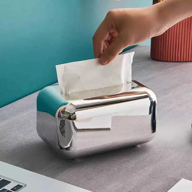 Caixa Porta-Lenço e Papel Cromada para Decoração e Organização Offertaza