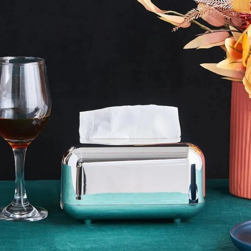 Caixa Porta-Lenço e Papel Cromada para Decoração e Organização Offertaza