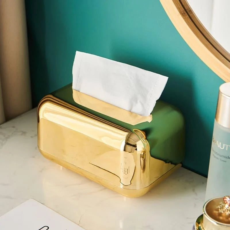 Caixa Porta-Lenço e Papel Cromada para Decoração e Organização Offertaza