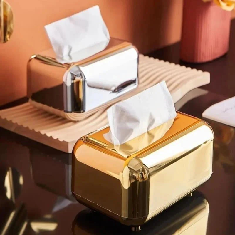 Caixa Porta-Lenço e Papel Cromada para Decoração e Organização Offertaza