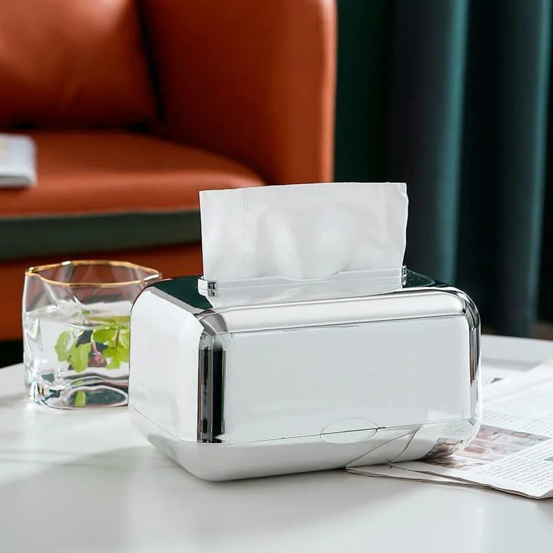 Caixa Porta-Lenço e Papel Cromada para Decoração e Organização Offertaza