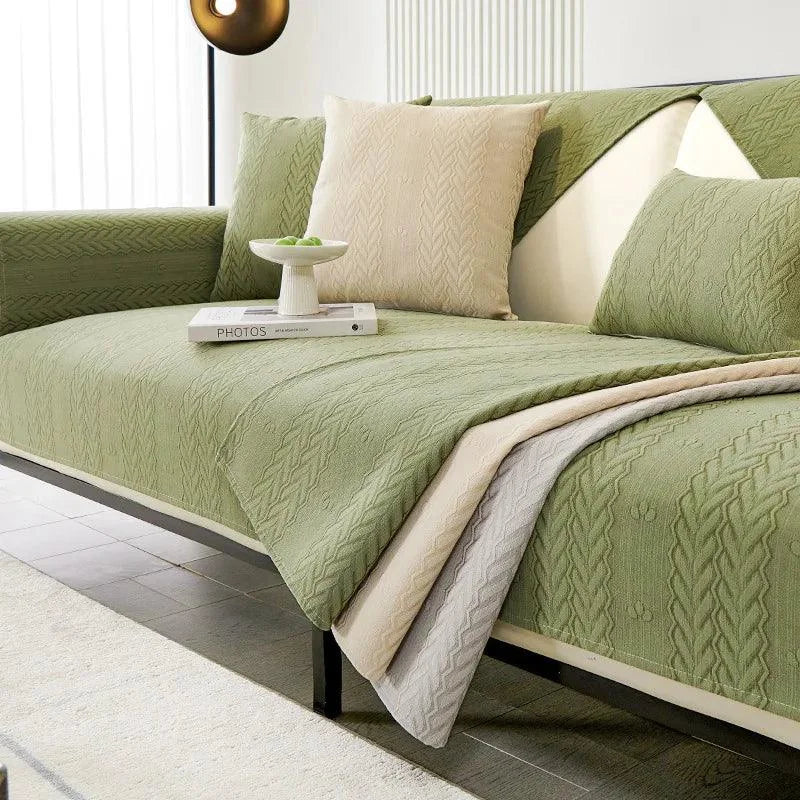 Capa de Sofá Chenille Antiderrapante Impermeável Bege Offertaza