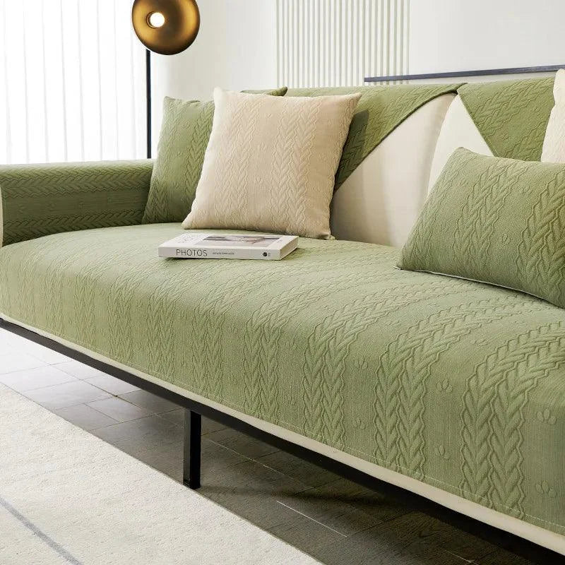Capa de Sofá Chenille Antiderrapante Impermeável Verde Offertaza