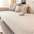 Capa de Sofá Antiderrapante em Algodão e Linho Bege Claro Offertaza