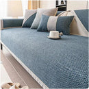 Capa de Sofá Antiderrapante em Algodão e Linho Azul Escuro Offertaza