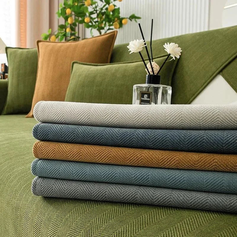 Capa de Sofá em Tecido Chenille Antiderrapante Azul Offertaza