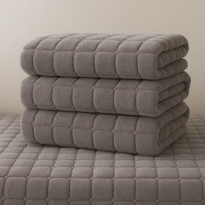 Capa de Sofá Veludo Xadrez Pelúcia Antiderrapante Espessada Cinza Offertaza