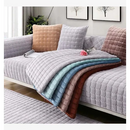 Capa de Sofá Veludo Xadrez Pelúcia Antiderrapante Espessada Cinza Offertaza