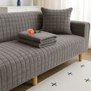 Capa de Sofá Veludo Xadrez Pelúcia Antiderrapante Espessada Cinza Offertaza