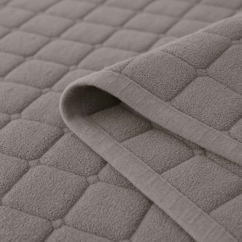 Capa de Sofá Veludo Xadrez Pelúcia Antiderrapante Espessada Cinza Offertaza