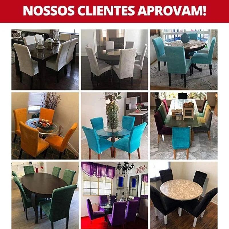 Capa de Cadeira de Jantar Suede Premium Impermeável Bege Offertaza