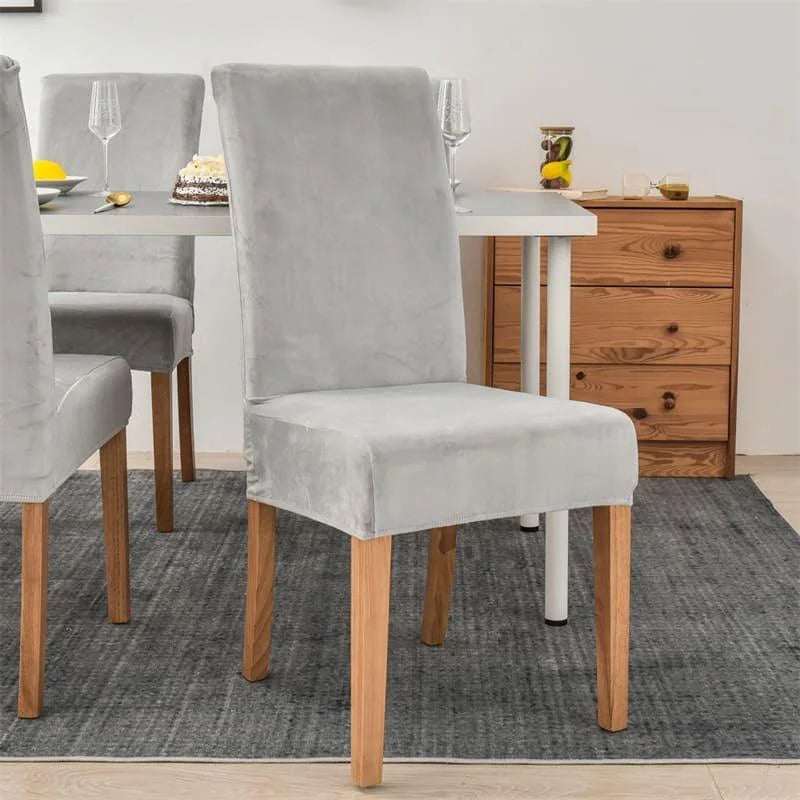 Capa de Cadeira de Jantar Suede Premium Impermeável Cinza Offertaza