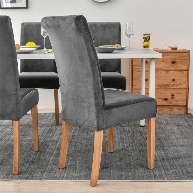 Capa de Cadeira de Jantar Suede Premium Impermeável Cinza Escuro Offertaza
