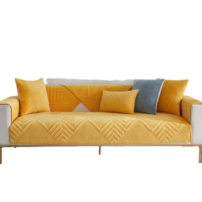 Capa para Sofá Plush Acolchoada Antiderrapante Impermeável Amarelo Offertaza