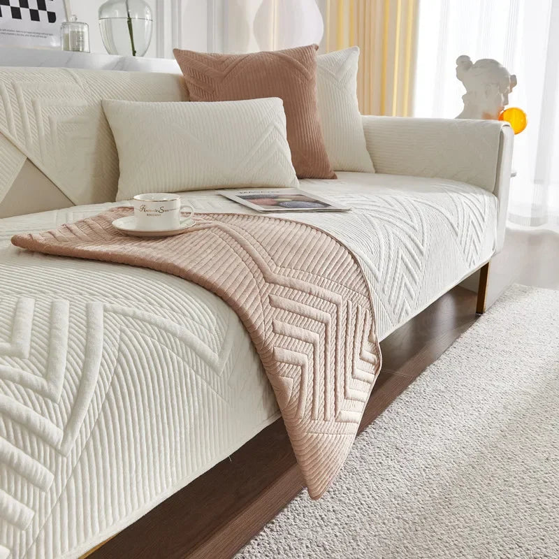 Capa para Sofá Plush Acolchoada Antiderrapante Impermeável Branco Offertaza