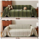 Capa para Sofá Chenille Cinza Escuro com Listras Decorativas em Peça Única Offertaza