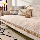 Capa para Sofá em Chenille Antiderrapante Bege Design Nórdico Offertaza