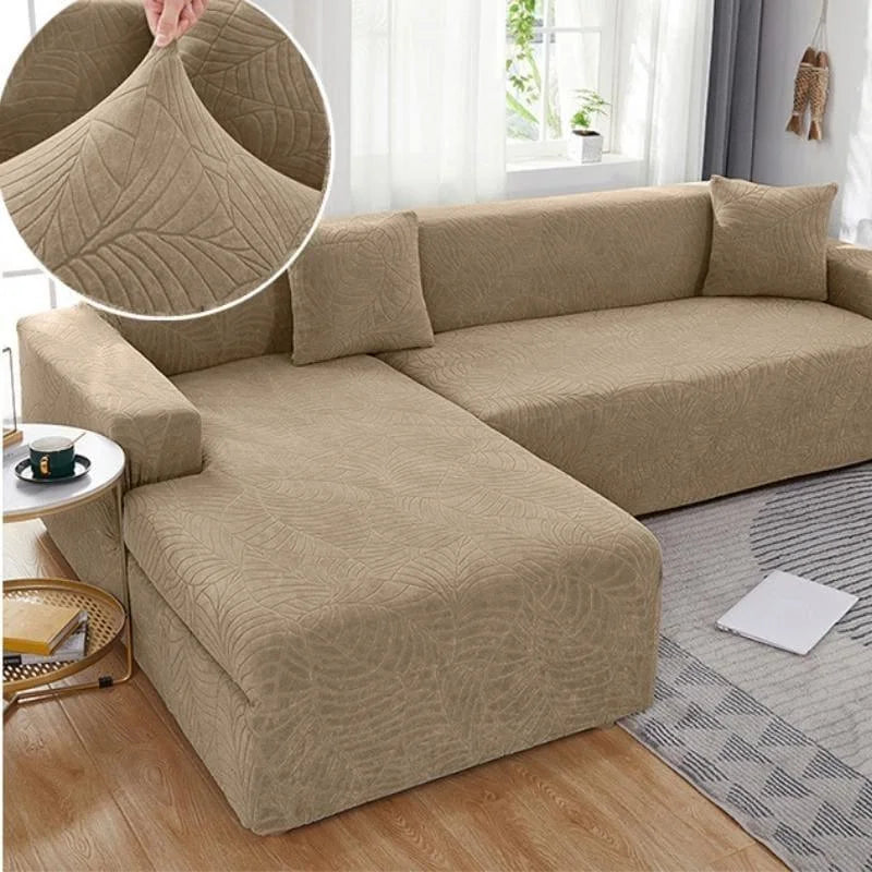 Capa para Sofá Jacquard Antiderrapante e Impermeável Bege Offertaza