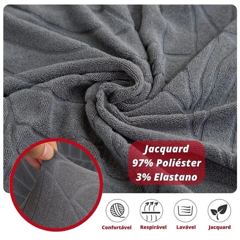 Capa para Sofá Jacquard Creme Impermeável para Sala Offertaza