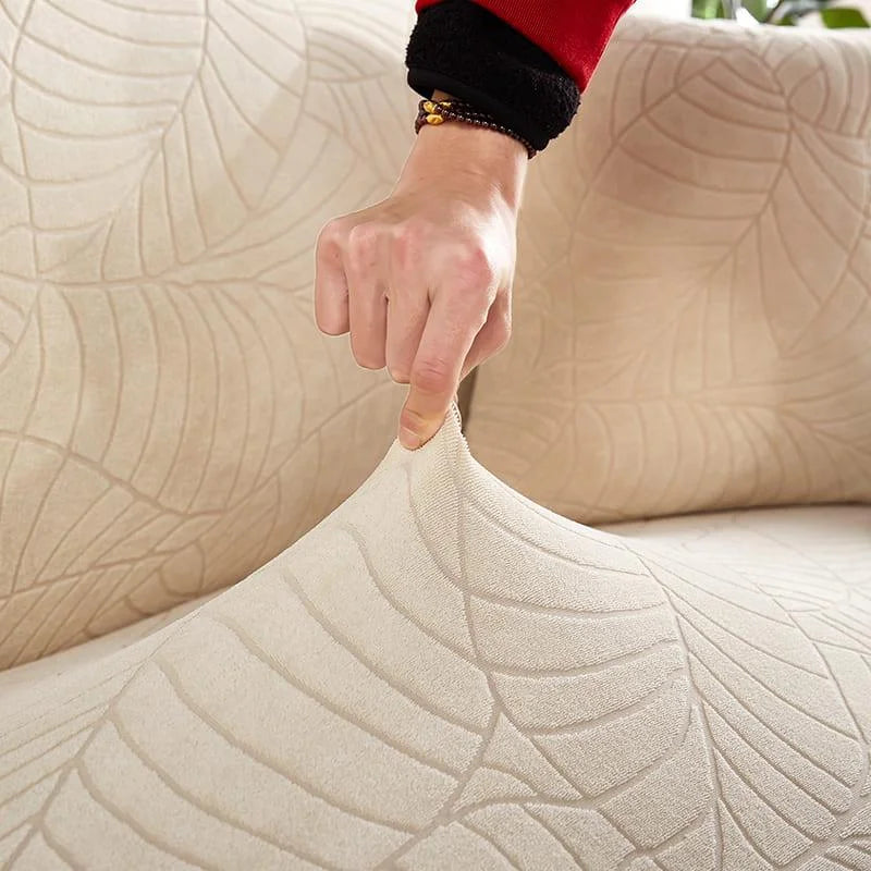 Capa para Sofá Jacquard Creme Impermeável para Sala Offertaza