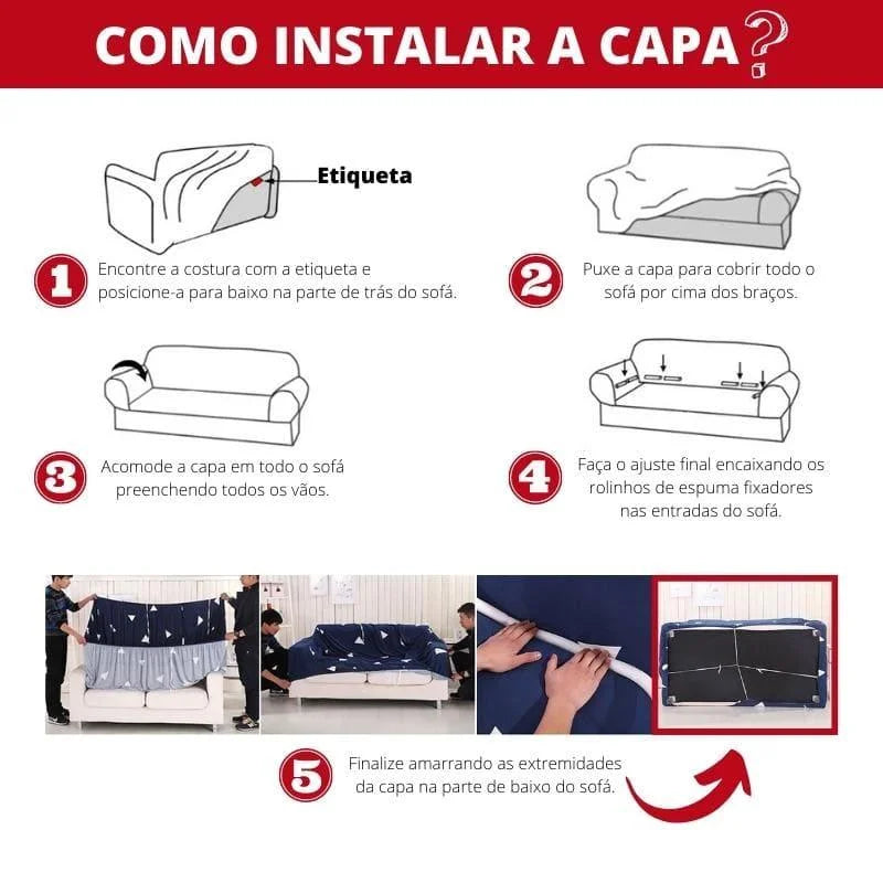 Capa para Sofá Spandex Cinza Escuro Impermeável para Sala Offertaza