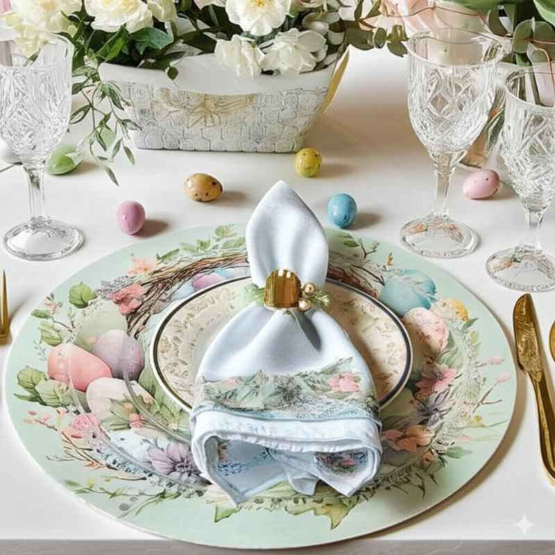 Capa Sousplat Páscoa + Guardanapos - Kit 6 Unidades