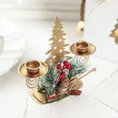 Castiçal de Ferro Dourado com Papai Noel e Rena Decoração Natal Offertaza